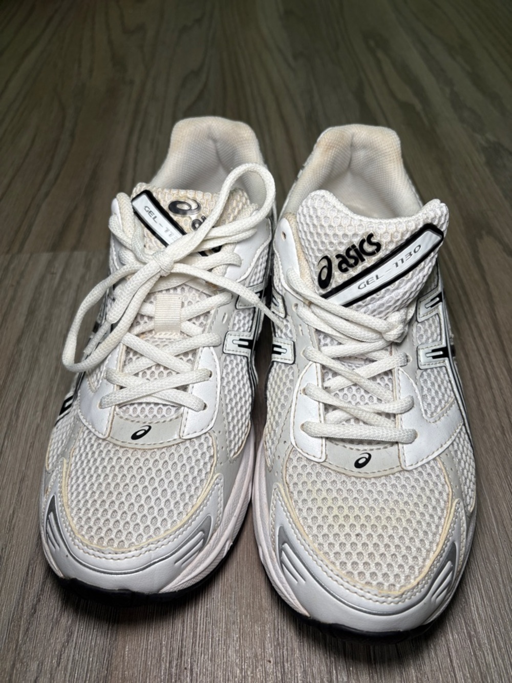 Asics White and Black Mesh Athletic Sneakers - Picture 2 of 7